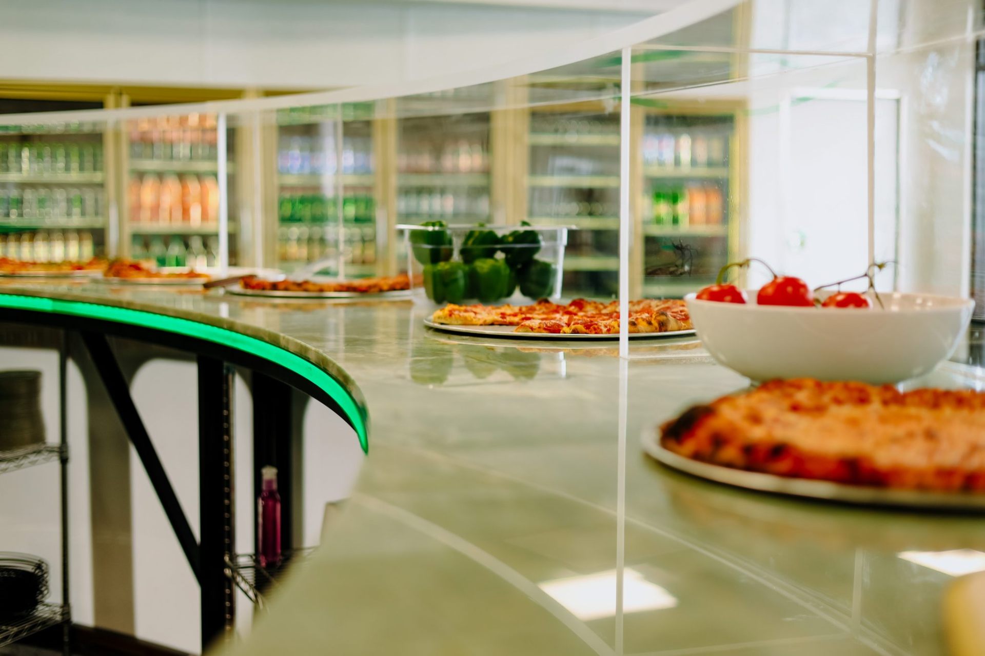 Cozy pizzeria interior with wood-fired oven